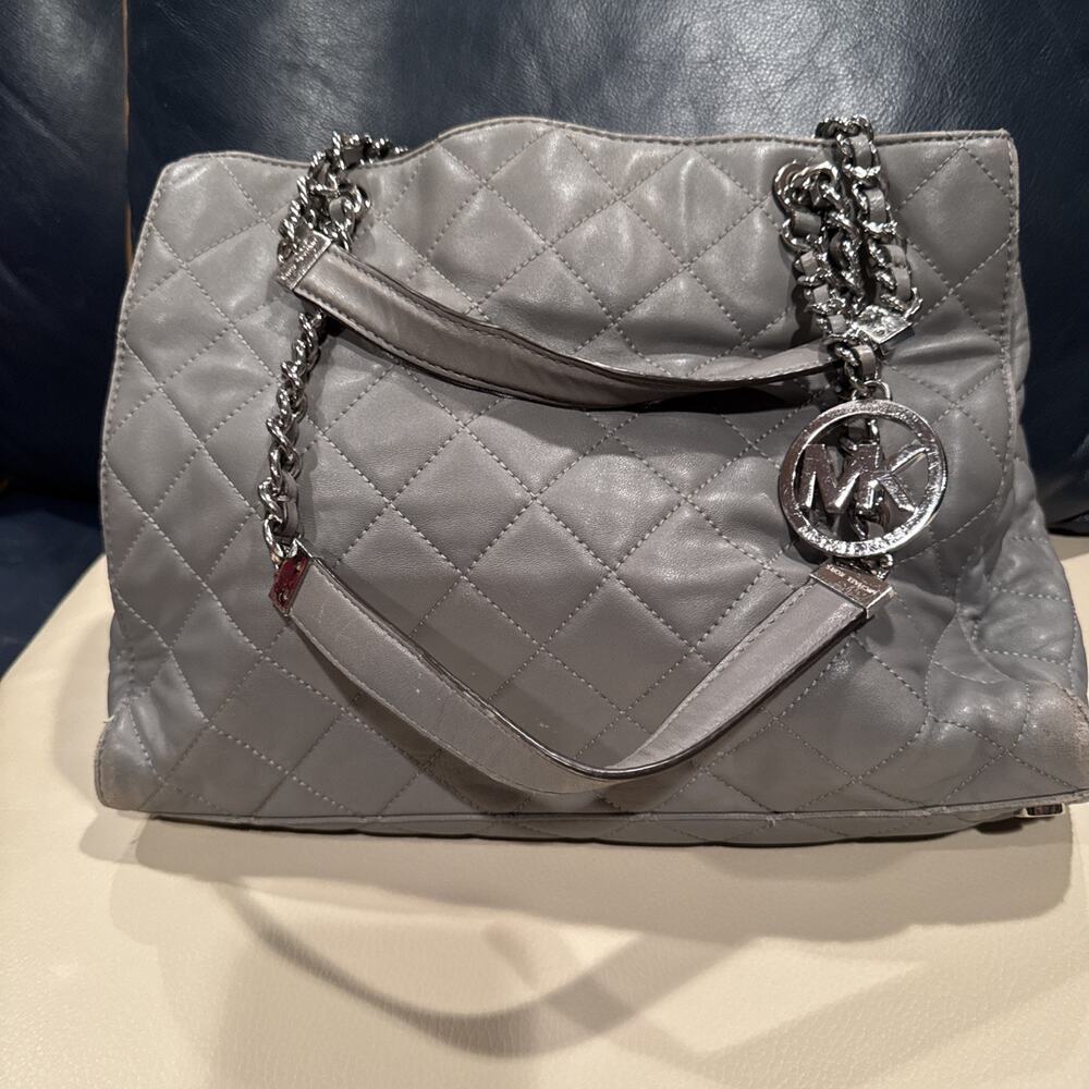 Michael Kors Large Grey Leather Tote Bag